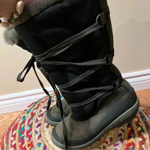 Timberland leather black dark green snow boots